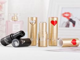 12.1mm Empty Heart-shaped skylight Lipstick Tube, DIY Plastic Gold Lip Balm Container,Elegant Black Lipstick Bottle