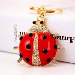 3pcs/Lot Cute Keychains Enamel Alloy Beetle Ladybug Pendant Car Key Chains Gold Color Lobster Clasp Fashion Key Rings Free Shipping