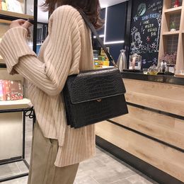 Designer-Vintage Alligator Shoulder Bag For Women 2020 New Luxury Handbags Designer Female Wide Strip Crossbody Bags