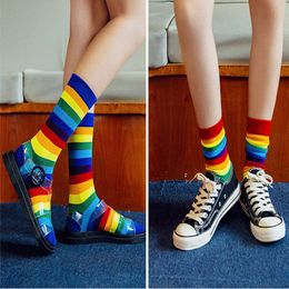 Socks & Hosiery Women's Ankle Rainbow Anklet Stripe Cosplay Novelty Fancy Cute Fashion12896