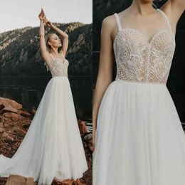 bohemian wedding dress lace appliqued vestido de noiva spaghetti neck backless plus size beach boho wedding dresses bridal gowns
