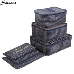 Sqinans 6pcs/Set Travel Organiser Clothes Storage Bags Portable Clothes Tidy Travel Pouch Luggage Organiser Packing Laundry Bag