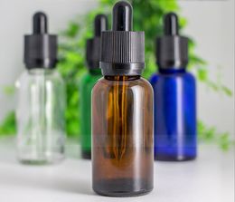 Thick E Juice Liquid 30ml Empty Dropper Bottles 1OZ Essential Oil Containers With Black Childproof Tamper Cap