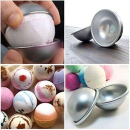 Wholesale- 10pcs/Lot 3D Aluminium Alloy Ball Sphere Bath Bomb Mould Cake Pan Tin Baking Pastry Mould 4.5 x 2cm 5.5 x 2.5cm 6.5 x 3cm