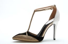 Hot Sale-new water drill sharp high-heeled sandals women's shoes sexy Colour simple women's sandalHeel height 8 cm and 10 cms