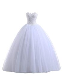 New Sweetheart Tulle A-Line Wedding Dresses Vestido Plus Size Floor Length Bridal Gowns With Heavy Beadings Lace-up Back With Pett292j