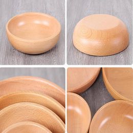 High quality 15cm 20cm 25cm 30cm beech wood round fruit plate Japanese salad bowl fruit sushi plate