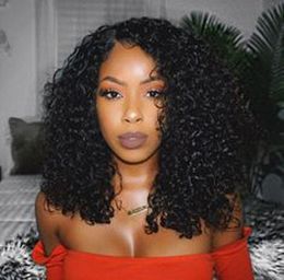 new hairstyle women black soft kinky curly wig Simulation Brazilian Human Hair afro kinky curly natural wig for ladies