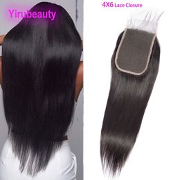 Peruvian Human Hair 4X6 Lace Closure Middle Three Free Part Straight Body Wave With Baby Hair Yirubeauty