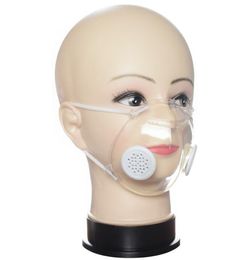 Transparent Face Mask With Valve PP Clear Mask With Double Breathing Valve Anti-Dust Washable Masks Deaf Mute Designer Masks GGA3538-4