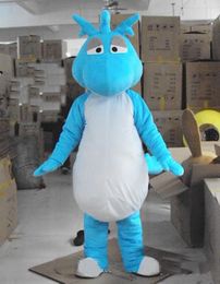 2019 High quality hot special Blue Dinosaur Fancy Dress Cartoon Adult Animal Mascot Costume free shipping