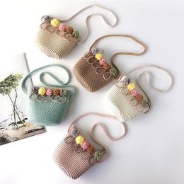 Bebê Crianças Bonitos Bonitos Moda Meninas Meninas Mini Princesa DIY Bolsa De Palha DIY Para Bebê Flores bonitos Acessórios Doces Doces Sacos