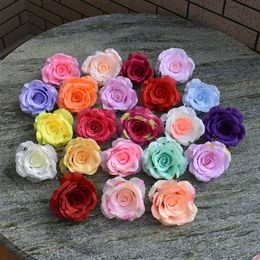 9cm silk rose heads artificial flowers DIY wedding decoration garland flower wall white red pink peach C18112601