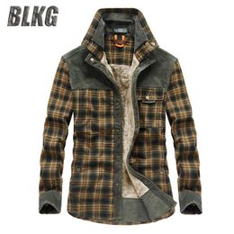 BLKG Jacket Men Winter Jackets Coats Male Thick Warm Fleece Pure Cotton Plaid Jacket Clothes Men Chaquetas Hombre M-4XL