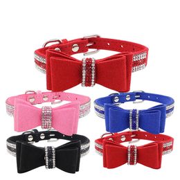 hot 4 style double-layer pet bow collar soft and comfortablepet pet necklace dog chain pet supplies Dog Collars T2I5928