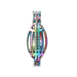 New Rainbow Colour Rugby Football Oyster Pearl Cage Bead Cage Pendant Lockets for Essential Oil Diffuser Jewellery Making