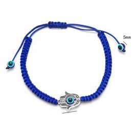 Free ship 20pcs Lucky Kabbalah blue String Thread Hamsa Bracelets Blue Turkish Evil Eye Charm Women Handmade Friendship Jewellery