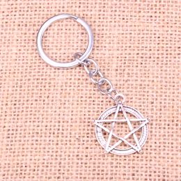 New Keychain 28mm star pentagram Pendants DIY Men Car Key Chain Ring Holder Keyring Souvenir Jewellery Gift