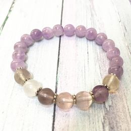 MG0602 A Grade Lavender Amethyst Bracelet High Quality Fluorite Beaded Bracelet Natural Gemstone Jewellery Wholesale