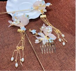 Ancient style hair accessories full set Hanfu tiara costumes comb comb clips wedding side clip hair comb hair braid tassel