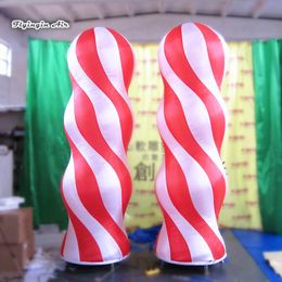 Hair Salon Outdoor Advertising Inflatable Colourful Column 2m/3m Height Lighting Tube For Barbershop Entrance Decoration