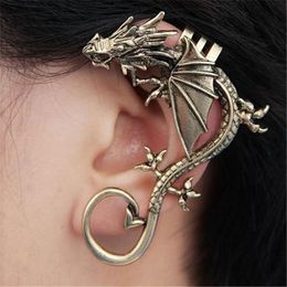 No Pierced Ear Clip, Cool Dragon Clip Earring, Gothic Punk Style Dragon Shape Earring Cuff Without Earhole 3 Colors