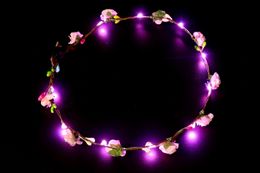 Novelty Lighting Flashing LED Glow Flower Crown Headbands Light Party Rave Floral Hair Garland Wreath Wedding Girl Headpiece decor