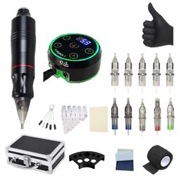 Proffesional Kingkong Tattoo Pen Machine Kit with Case, 10Pcs Cartridges Needles Colorful Tattoo Power Touchpad Power Supply Pedal-free DC C