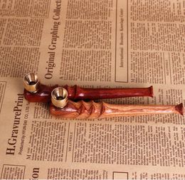 New Dual-use Wave Hand-polished Red-acid Branch Huanghua Pear Pipe Tobacco Nozzle Solid Wood Dry Tobacco Stem Tobacco Tool