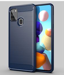 Carbon Fiber Texture Slim Armor Brushed TPU CASE COVER FOR Samsung Galaxy S30 + S30 Ultra A12 5G A71 5G UW 100pcs/lot