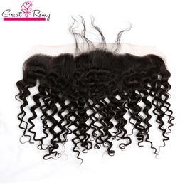 greatremy 132 ear to ear closure virgin brazilian curly wave lace frontal closure hairpieces unprocessed human hair extension deep curly