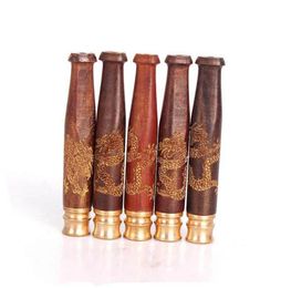 Red acid branch carved dragon small rod cleaning Philtre cigarette nozzle wood cigarette fittings wholesale direct sales