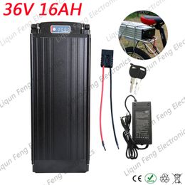 Electric Bike battery 36V 15AH 500W 36 V 15AH lithium battery pack with tail light use 2600mah 18650 cell 15A BMS 42V 2A Charger.