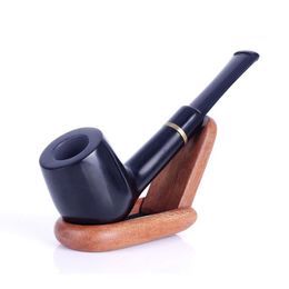 Straight long-pole Philtre cigarette holder, black sandalwood ring decorative ebony pipe handicraft sold directly as a substitute