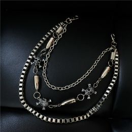 Metal 3 Layers Skull Bullet Rock Punk Key Chains Clip Hip Hop Jewellery Pants KeyChain Wallet Chain Waist Chains