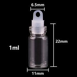 100pcs 11*22*6.5mm 1ml Mini Glass Wishing Bottles Tiny Jars Vials