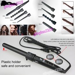 4 in 1 Hair Curling Irons Set Interchangeable Barrel LCD Display Curly Wavy Professional Curler Wand Roller for Salon Travel Household Gifts