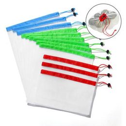 Reusable Shopping Bags Produce Mesh Bags Vegetable Fruit Toys Storage Bag Portable Sundries Organizer Drawstring Tote Pouch