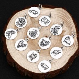 Fashion- sterling silver jewelry 12 zodiac round pendant (FGL)