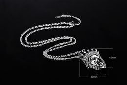 Wholesale- luxury designer rock hip hop cool diamond crown lion head titanium steel men pendant necklace
