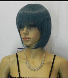 WIG free shipping Fashion Hot women ladies Short hair curly african American blue wigs