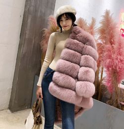 elegant female Europe United States coat stand collar fur coat girl long fake fox fur fur coat for women