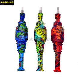 Silicone Pipes With 14mm Titanium Nail Vaporizer Joints Oil Rig Concentrate Dab Straw glass oil burner pipe Access