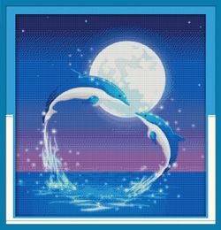 The covenant of the dolphins home decor painting , Handmade Cross Stitch Craft Tools Embroidery Needlework sets counted print on canvas DMC 14CT /11CT