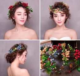 Bride Sen Head Flower Color Fruit Wreath Wedding Wedding Headwear Hair Accessories Bridal Accessories