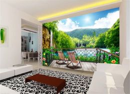 3D Wallpaper Beautiful Balcony With Flowers And Beautiful Scenery Living Room TV Background Bound Wall Painting Wallpaper