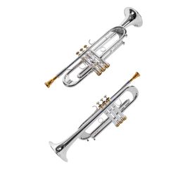 Bb Trumpet High Quality Brass Gold Lacquer Silver Plated Concert Performance Musical Instrument Trumpet with Case Mouthpiece Free Shipping