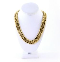 SOLID 14K YELLOW GOLD FINISH THICK HEAVY MIAMI CUBAN TIGHT LINK CHAIN 18MM 24''