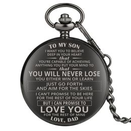 Creative Personalized Design Pocket Watch TO MY Son Dad Husband Men's Quartz Analog Watches Pendant Chain Xmas Gift reloj de bolsillo