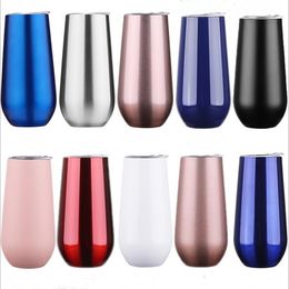 Champagne Wine Glass Stainless Steel Tumbler Egg Cups Water Bottle Coffee Car Milk Mug With Lid Vacuum Insulated Glass Drinkware 6OZ B6851